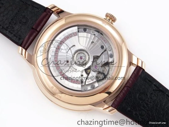 0121 Modern De Ville Date RG MKF 1:1 Best Edition White Textured Dial Roman Marker on Brown Leather Strap A 7752